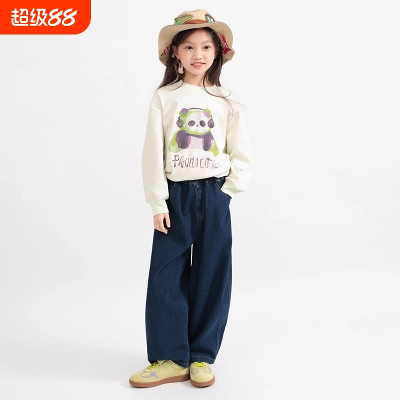 女童时尚宽松牛仔香蕉裤