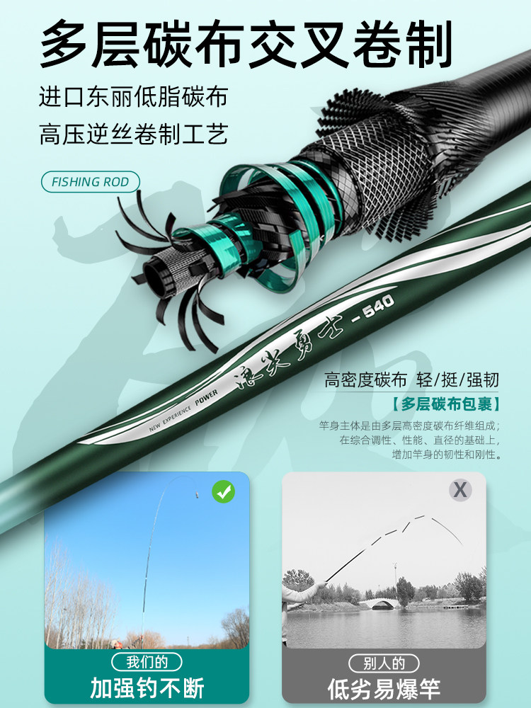 浪尖勇士碳素综合7米2鱼竿鲫鱼竿大物超轻超硬钓鱼竿手竿野钓手杆