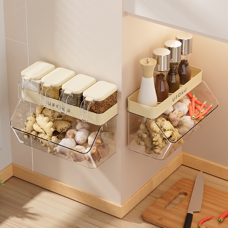 调料盒家用食品级壁挂免打孔调料罐厨房调料品收纳姜蒜收纳盒多格