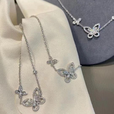 幻影蝴蝶项链女S925纯银钻石轻奢高级感