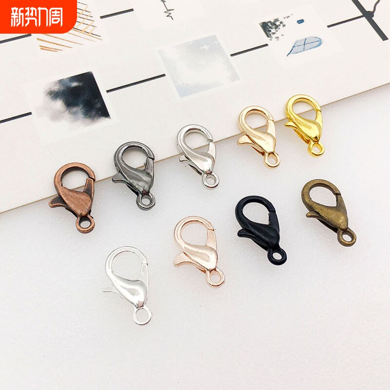 100个合金龙虾扣项链手链多色连接扣串珠配件Diy饰品配件