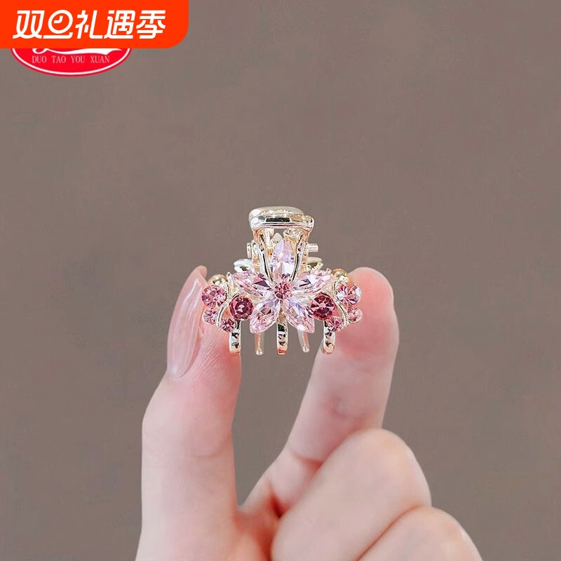 前额水晶樱花小抓夹发夹花朵超仙碎迷你侧边刘海夹小蝴蝶发卡