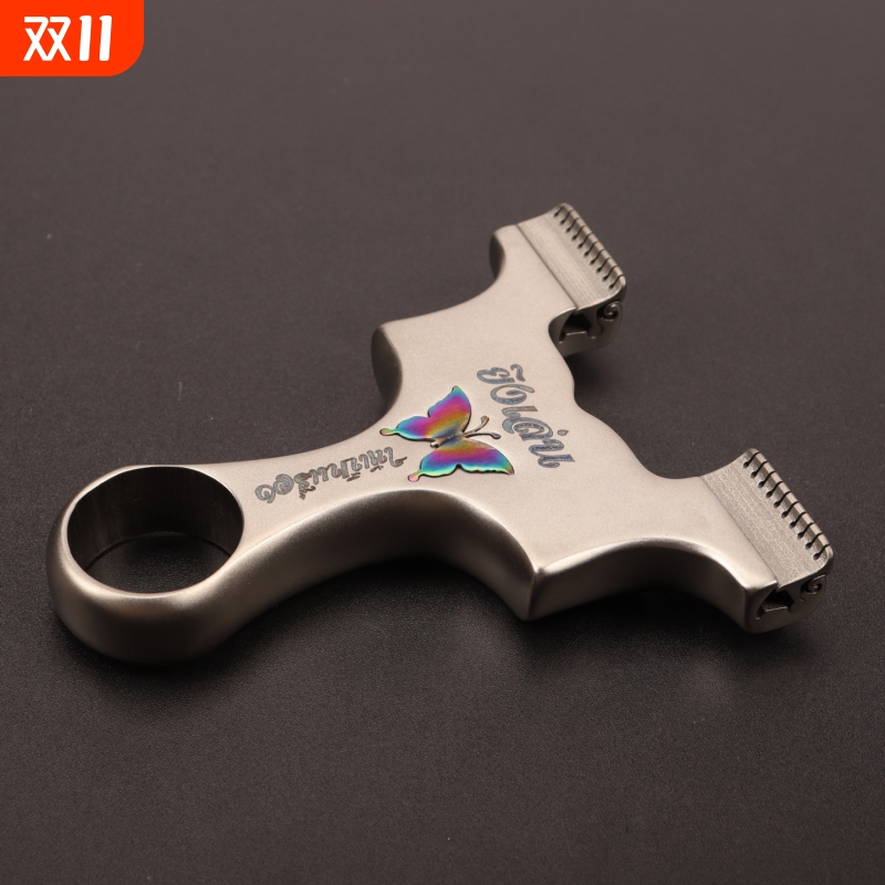 龙齿蝴蝶不锈钢弹弓高精准9025免绑扁皮筋竞技户外弹弓