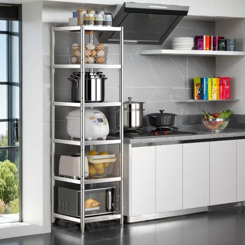 碳钢厨房置物架落地多层微波炉烤箱收纳小架子家用储物货架夹缝架,收纳整理,收纳柜,淘宝优惠券,粉丝福利购,淘宝优惠卷