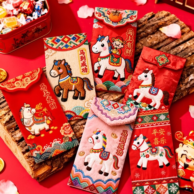 红包2026马年新款刺绣个性创意立体新年卡通可爱春节通用利是封