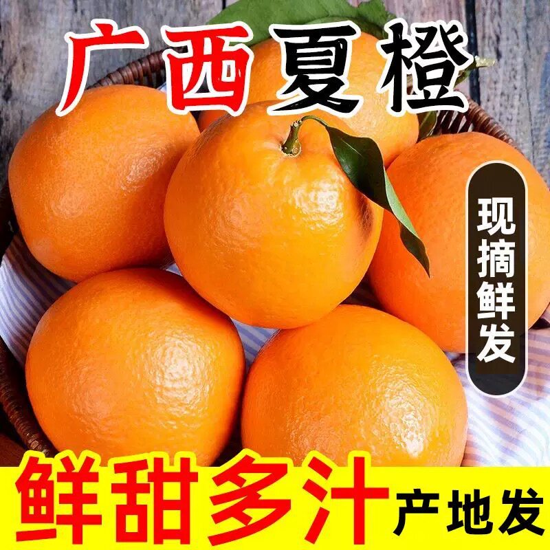 广西新鲜夏橙大山现摘橙子大果应季水果手剥脐橙直发整箱批发包邮