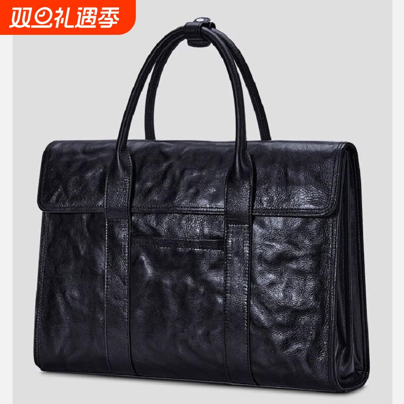 英皇保罗手提包男士商务公文包真皮头层牛皮大容量电脑包笔记本
