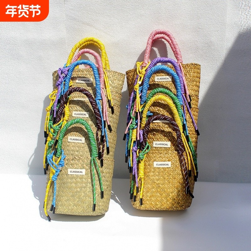 草包手工编织尼龙绳挂饰气质草编包手提包时尚小众创意手绳手拎包