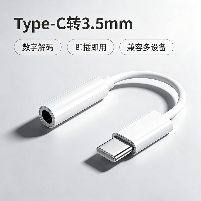 Type-C转3.5mm耳机转接线头图片