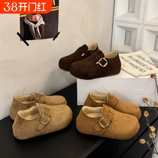 加棉5CM内增高厚底勃肯鞋女款冬季外穿舒适软底ins时尚百搭单鞋子