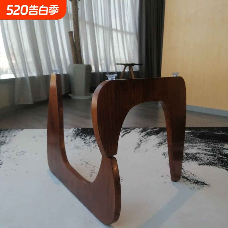 实木小茶几架圆桌腿架钢化玻璃桌支架边几架方形可移动茶几底座