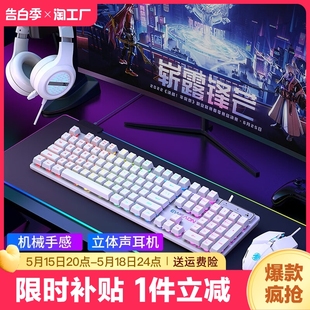键盘有线键鼠套装 电竞游戏机械手感台式 笔记本电脑办公静音无声