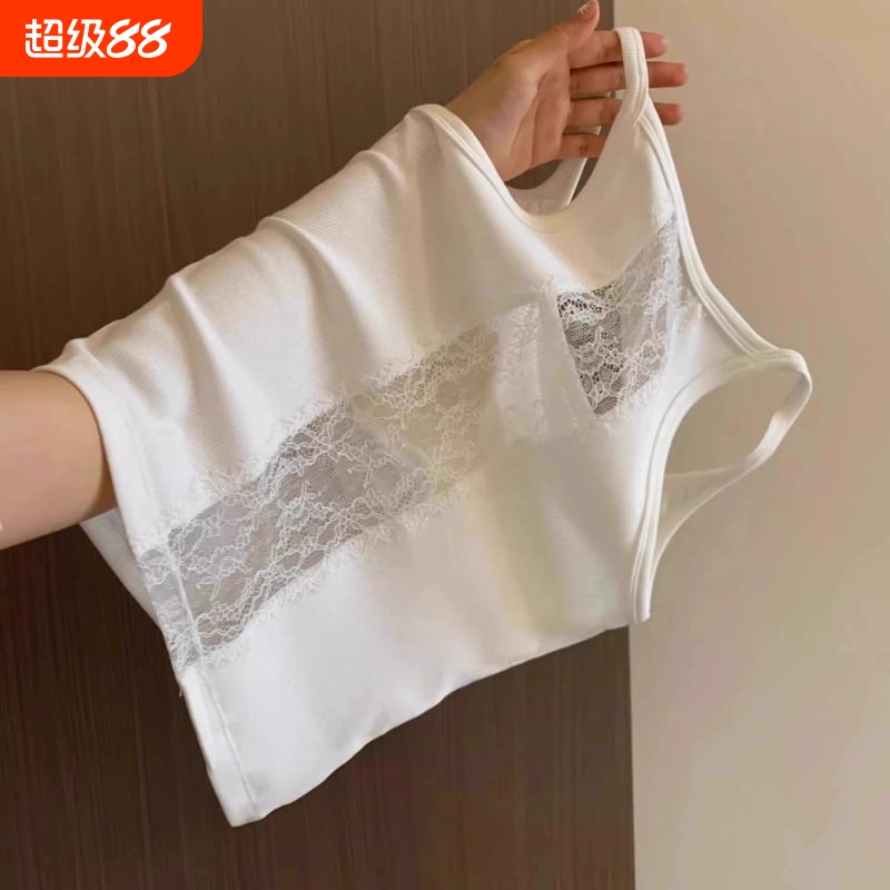白色性感镂空蕾丝美背吊带背心女