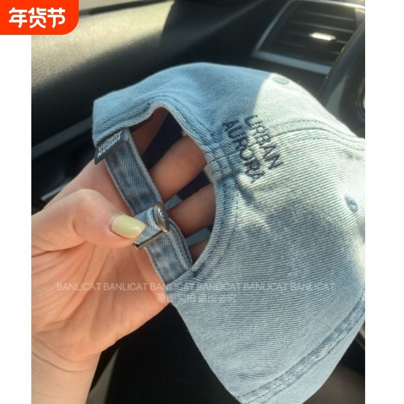 Banlicat 显白减龄牛仔棒球帽男女字母R弯檐鸭舌帽大头围显