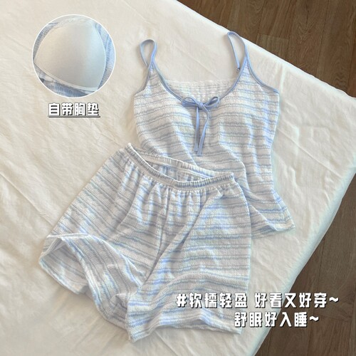 性感吊带睡衣女款夏季带胸垫棉绸