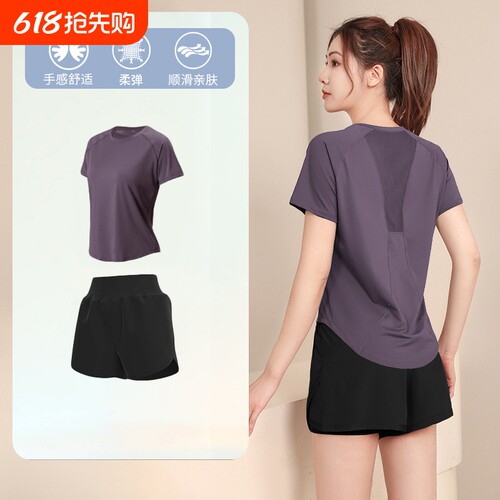 运动服套装女新款专业跑步速干衣夏季宽松短袖瑜伽服羽毛球健身服