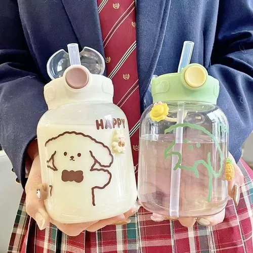 Милый высококачественный портативный прозрачный пластиковый стакан со стаканом для школьников, защита при падении