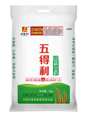 五得利五星5kg家用包子商用馒头拉面大袋优质面粉小麦粉挂面面条