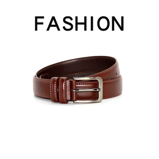 老式牛皮皮带男款cleanfit棕色复古老钱风牛仔裤真皮腰带休闲百搭