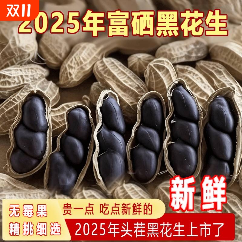 新鲜黑花生农家新货带壳无霉果花生米原味紫皮新鲜晒干黑皮批发