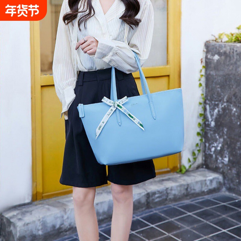 法国鳄鱼托特包鳄鱼包包购物袋女学生单肩包通勤包红色粉色紫色