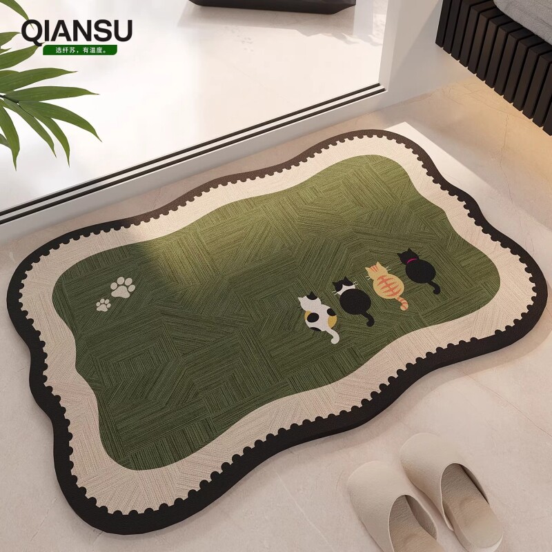 卡通猫咪浴室地垫卫生间吸水脚垫厕所洗手间专用防滑垫卫浴门口垫