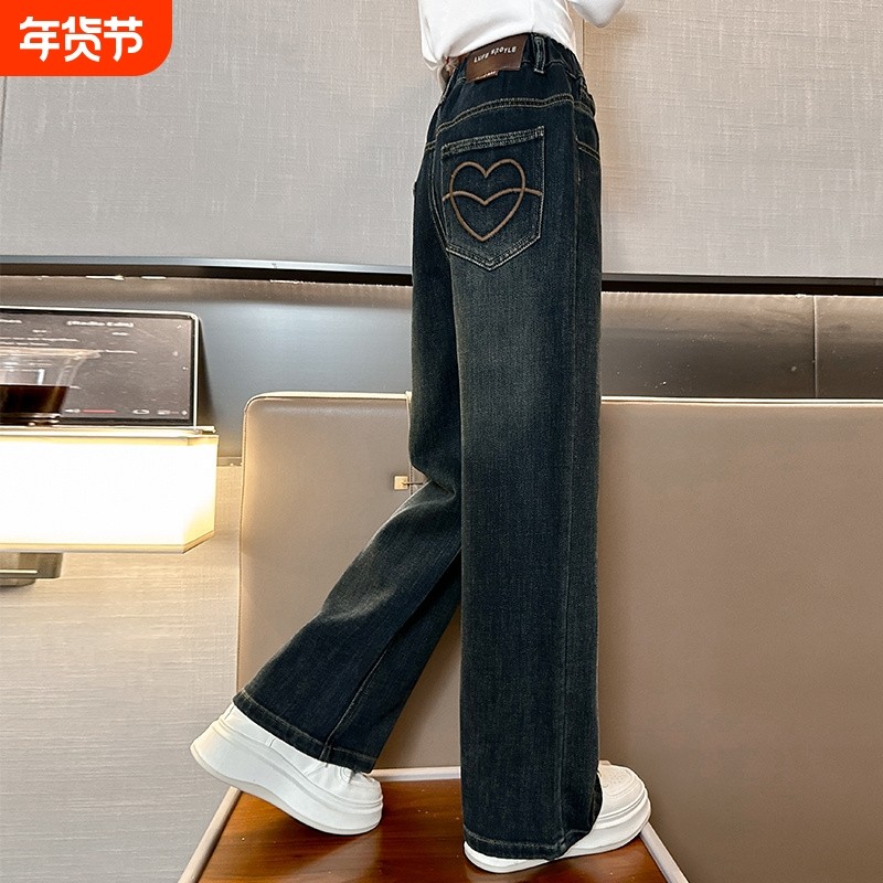 女童牛仔裤春秋款2025新款中大童秋冬款阔腿裤子儿童加绒直筒长裤,童装/婴儿装/亲子装,裤子,淘宝优惠券,粉丝福利购,淘宝优惠卷