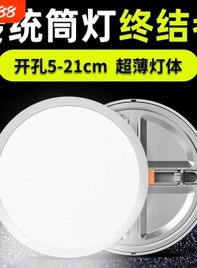 自由开孔筒灯嵌入式超薄面板灯6w8w15w20w3寸4寸6寸孔灯客厅吊顶