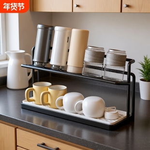 杯架收纳置物架厨房餐桌台面玻璃杯子茶杯咖啡水杯双层沥水托盘架