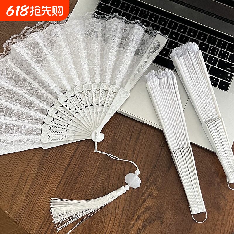 复古蕾丝中国风扇子舞蹈折扇拍照汉服旗袍写真古风摆拍道具