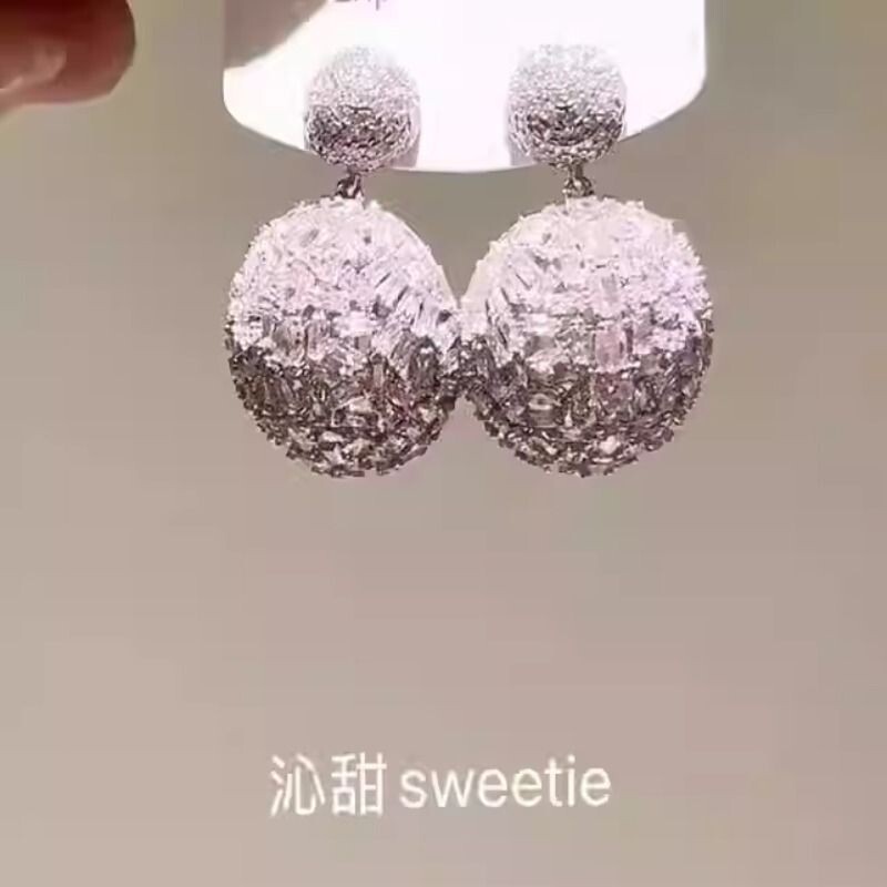 「沁甜」欧美超闪彩色闪钻浮生若梦夸张轻奢耳环女设计感精致耳饰
