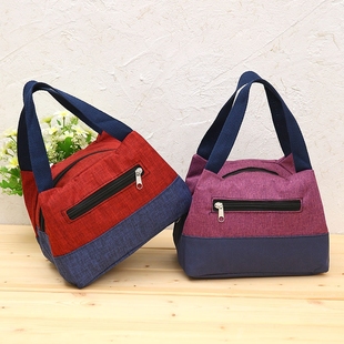 妈咪包上班小布包包包女手提包防水牛津布饭盒袋便当包化妆包红色