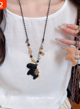 创意甜酷风串珠小马吊坠时尚项链小众设计气质高级感百搭毛衣链女