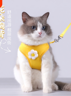 猫咪牵引绳防挣脱外出专用背心式狗狗绳子猫链子宠物可调节出街