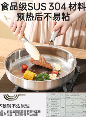 苏泊尔无涂层304不锈钢平