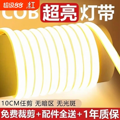 led灯带超亮220v户外防水自粘线性灯客厅氛围吊顶工程cob软灯条