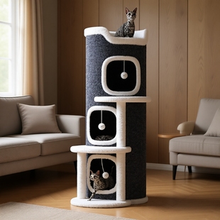 猫爬架猫窝猫树一体半封闭多层四季 树洞双层猫咪躲避屋窝 通用冬季