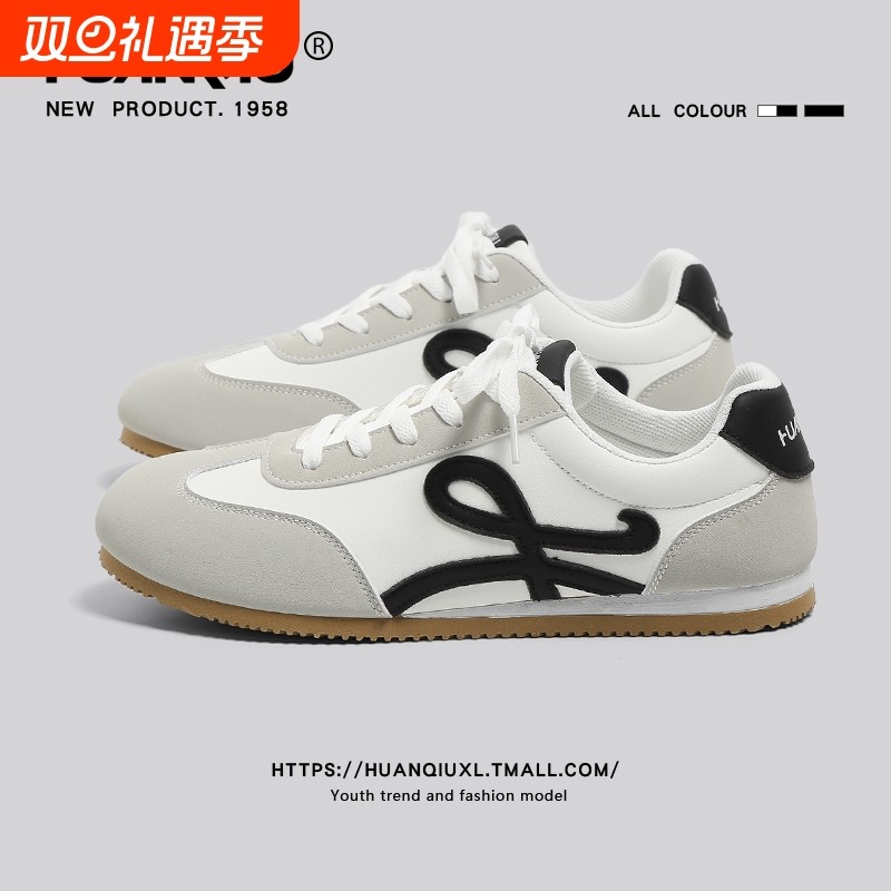 环球德训男鞋2025新款夏季超火休闲百搭超火厚底运动阿甘板鞋男士