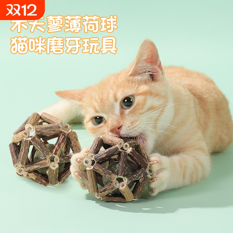 猫玩具薄荷球木天蓼磨牙棒猫咪磨牙逗猫棒自嗨解闷神器小猫咬用品