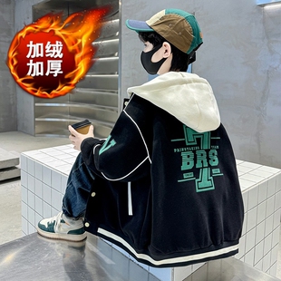 男童加绒外套2026新款儿童冬季中大童秋冬装棒球服男孩潮帅气时髦