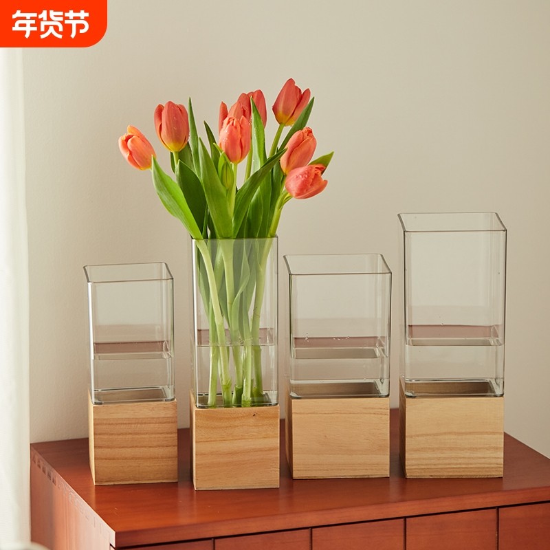 新中式亚克力花瓶家居客厅桌面装饰摆件花器轻奢简约餐桌水养防摔