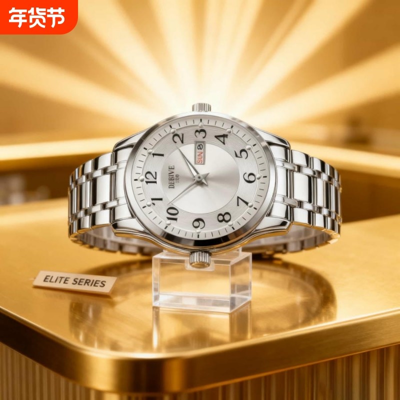 手表男款防水高级感全自动男表数字双日历防水腕表男机械风全自动