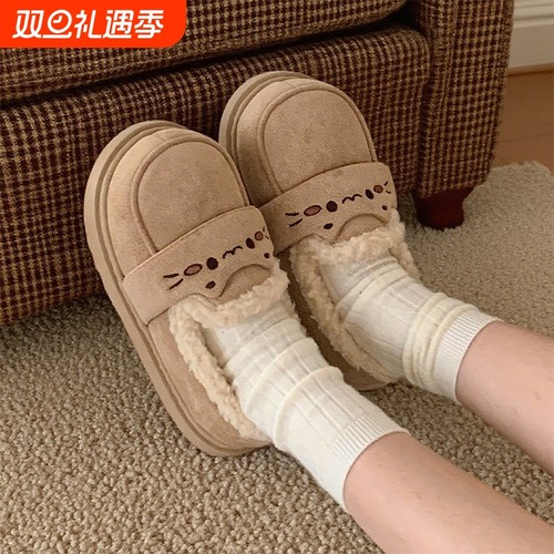 细细条女韩式可爱小猫面包鞋