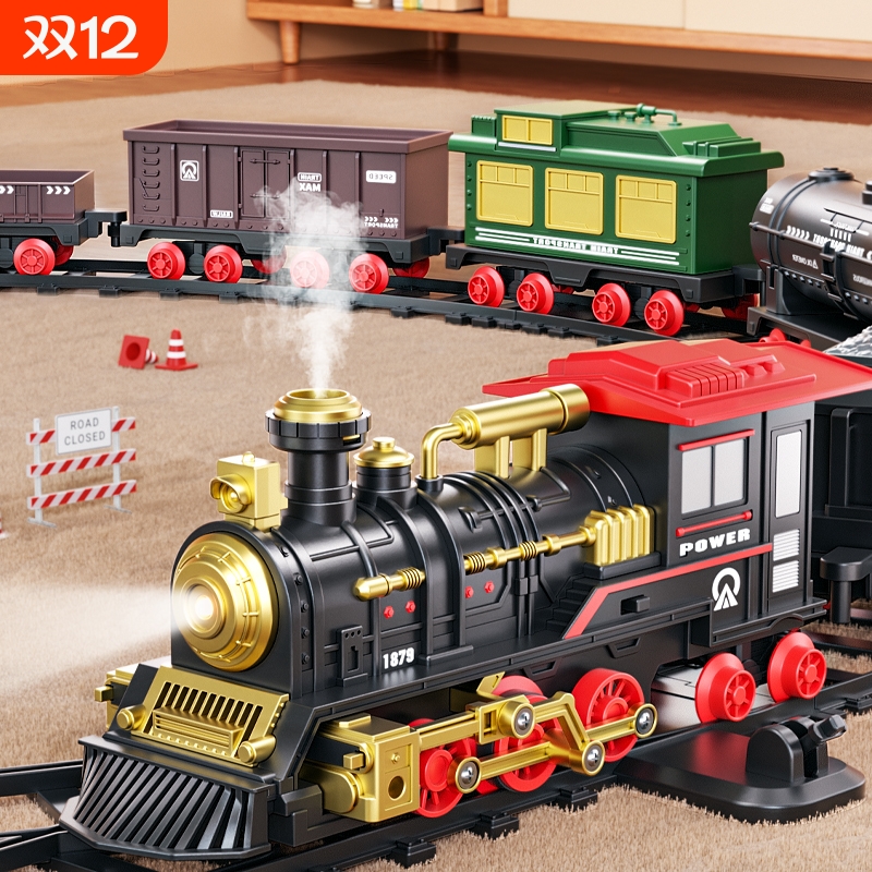 复古蒸汽电动多功能绿皮小火车