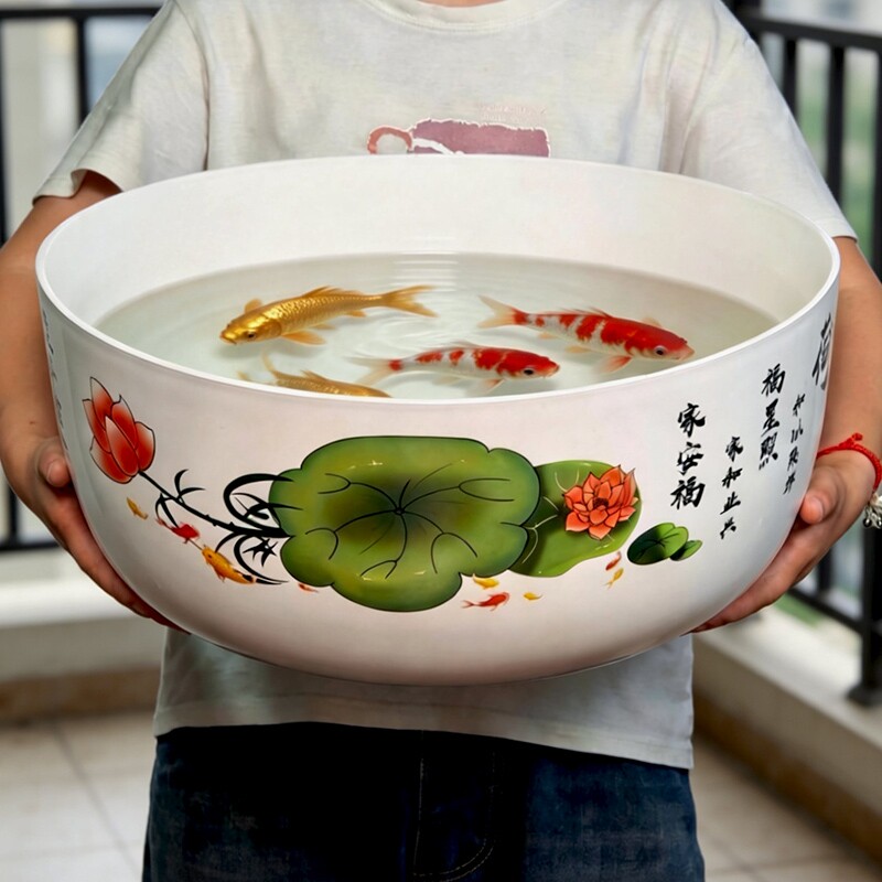 荷花盆无孔水培盆栽铜钱草绿植睡莲圆形仿陶瓷加厚特大号塑料花盆