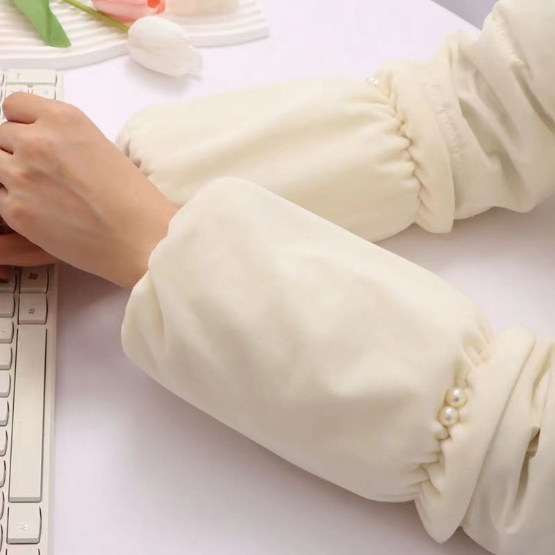 秋冬季羽绒服袖套女士2024新款白色防污耐脏套袖办公室手袖护袖头