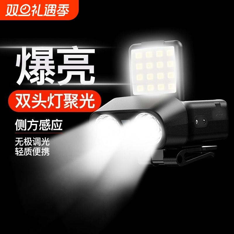 头灯续航超长锂电强光充电超亮钓鱼专用夜钓灯感应猫头鹰头戴式
