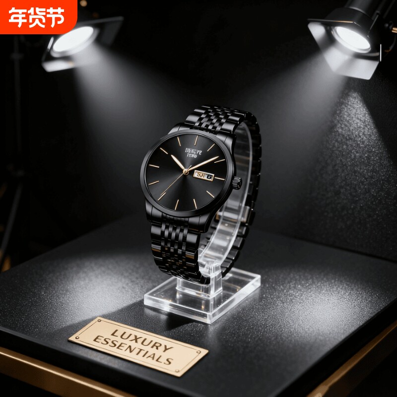 镂空男士手表男正品名牌全自动非机械表钢带男款商务防水石英腕表