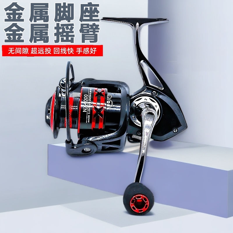 18+1轴无间隙金属脚座路亚轮远投纺车轮海竿抛竿海钓通用轮斜口