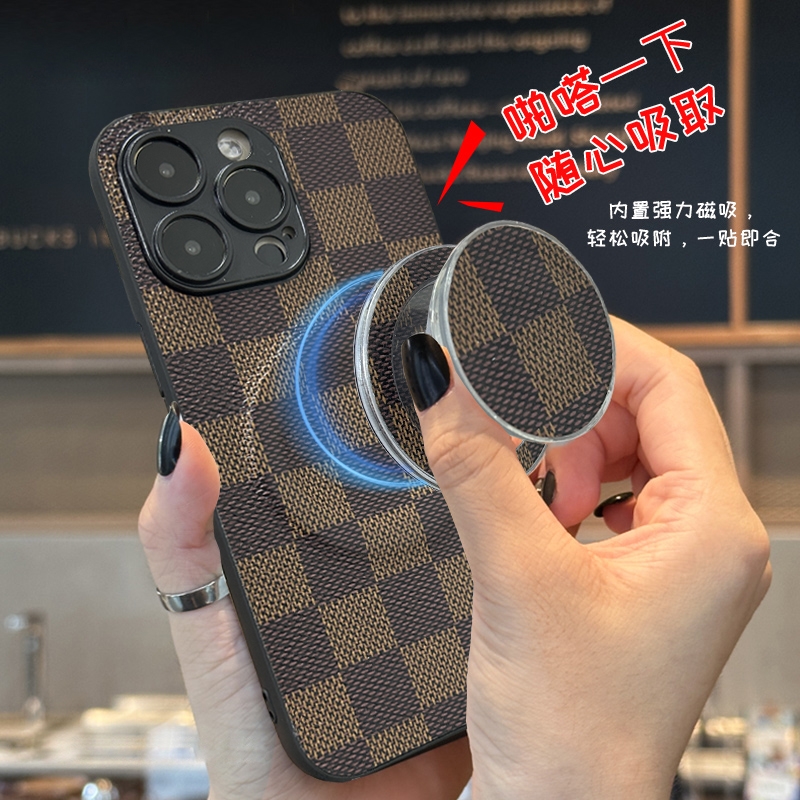 复古磁吸带支架手机壳